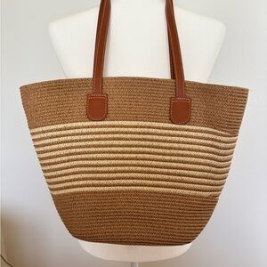Brown and Tan Shoulder Bag with Woven Design